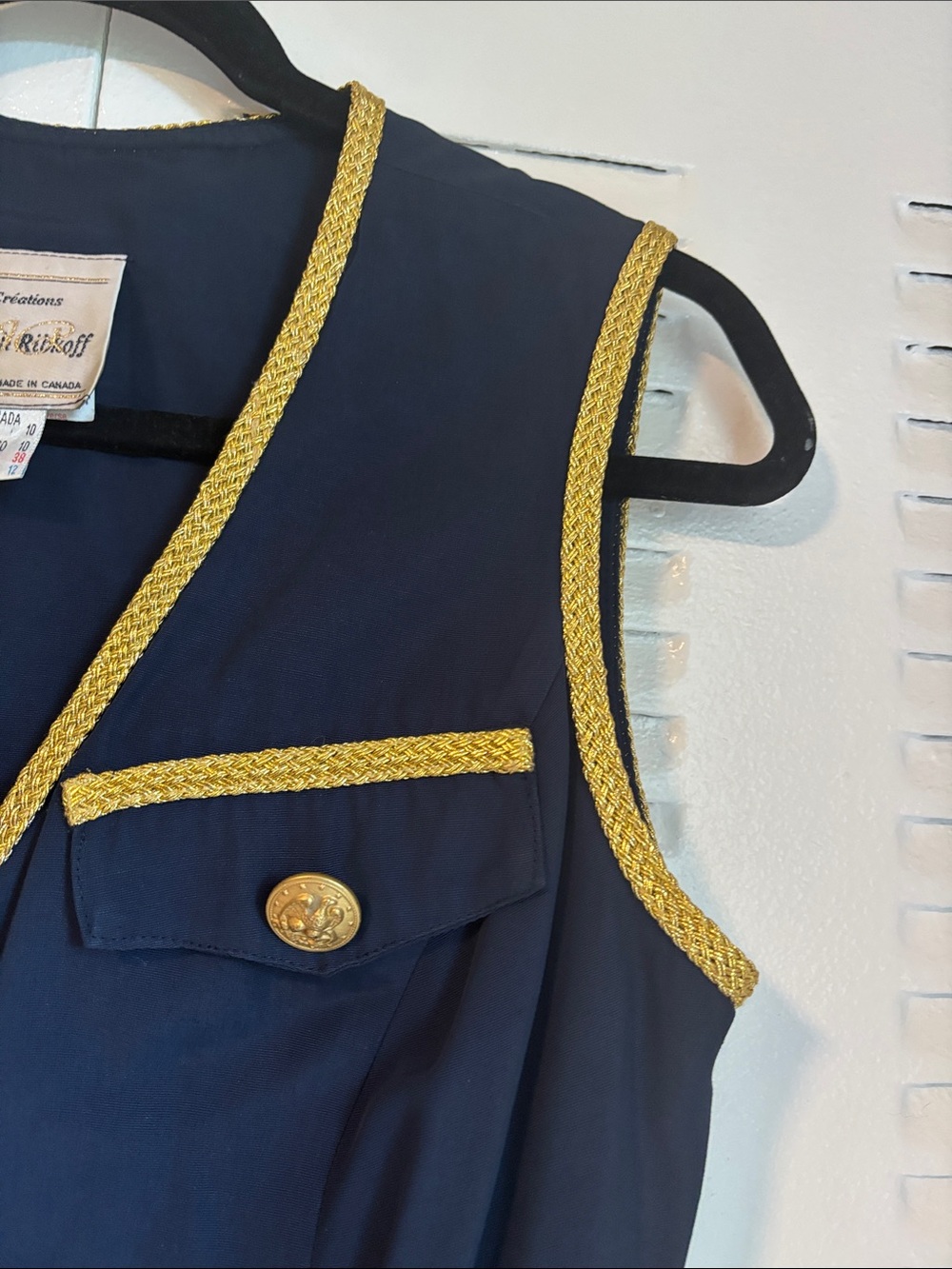 Joseph Ribkoff Navy Gold Trim Midi Dress | Luxury Metallic Braid | Size 10 - Picture 9 of 16